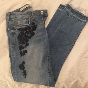 Pilcro Jeans with navy embroidery